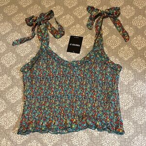 Forever 21 Floral Tank Top with Tie Straps NWT